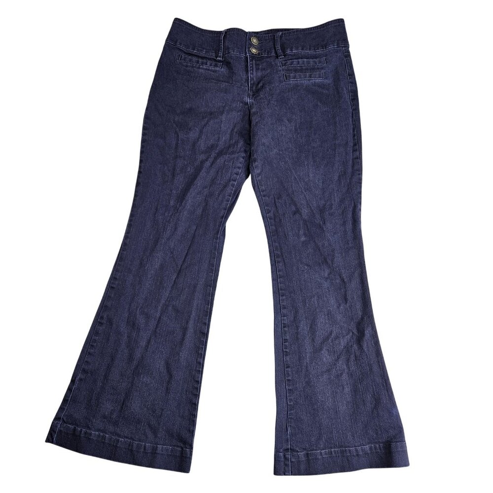 Tommy Hilfiger‎ Wide Leg Trouser Jeans Womens 10S Blue Dark Wash Stretch Denim